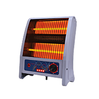 Front view of Usha QH4302 Quartz Room Heater showing the safety grill and 800W branding. Front view of Usha QH4302 Quartz Room Heater showing the safety grill and 800W branding.