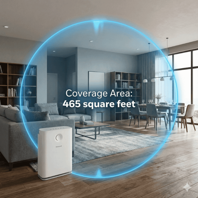 Front angle of Honeywell Air Touch V3 featuring real-time AQI indicator.