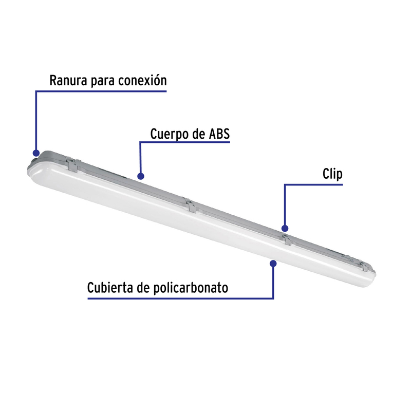 Luminario lineal de LED 36 W de sobreponer a prueba de vapor - 46862 - VAP-001L - Caja con 1 Pieza – Master 8