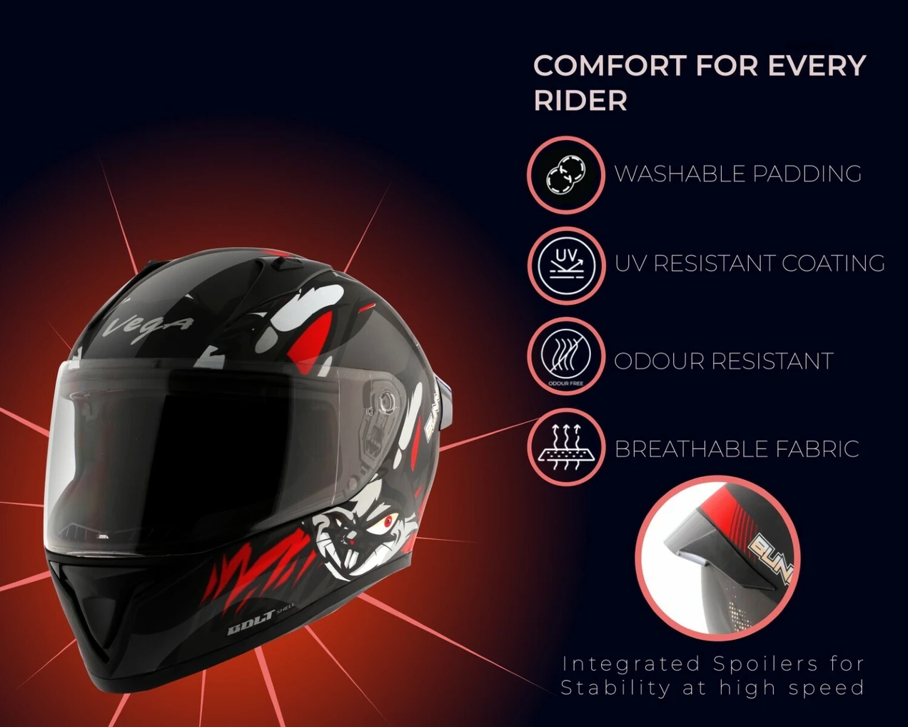 VEGA BOLT BUNNY BLACK RED M/V (XL)