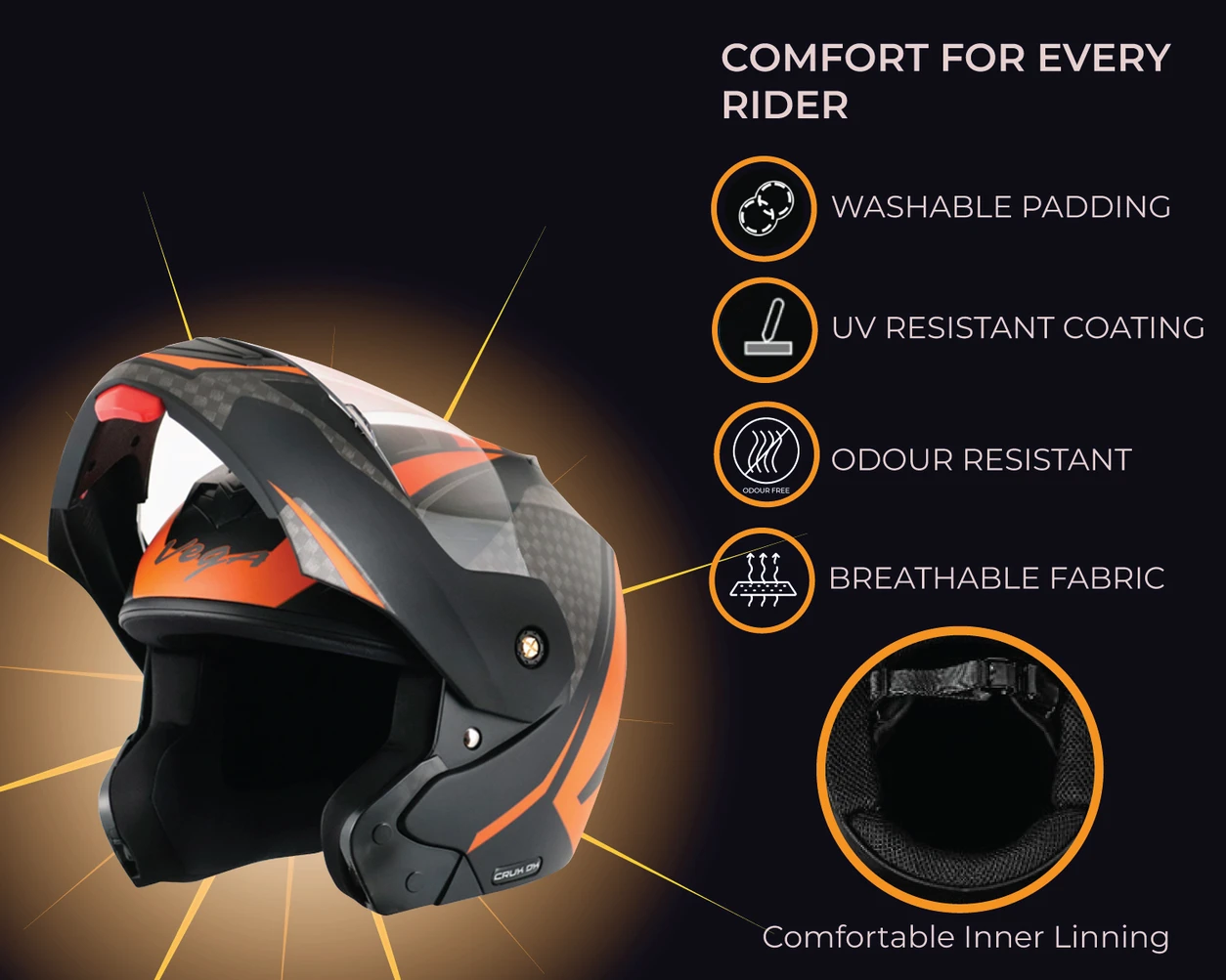 VEGA CRUX DX CHECKS DULL BLACK ORANGE C/V (M) VEGA CRUX DX CHECKS DULL BLACK ORANGE C/V (M)