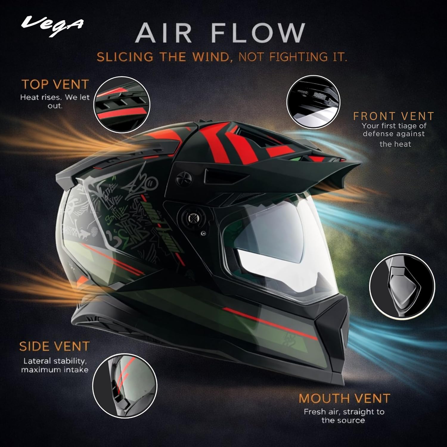 VEGA DIRT-X TRIAL BLACK/RED (M)