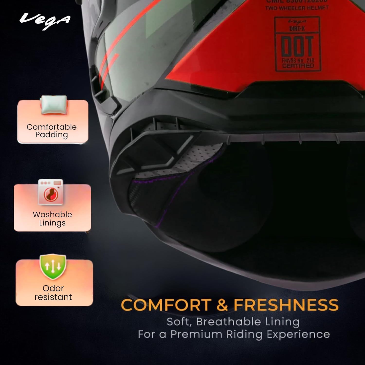 VEGA DIRT-X TRIAL BLACK/RED (M)