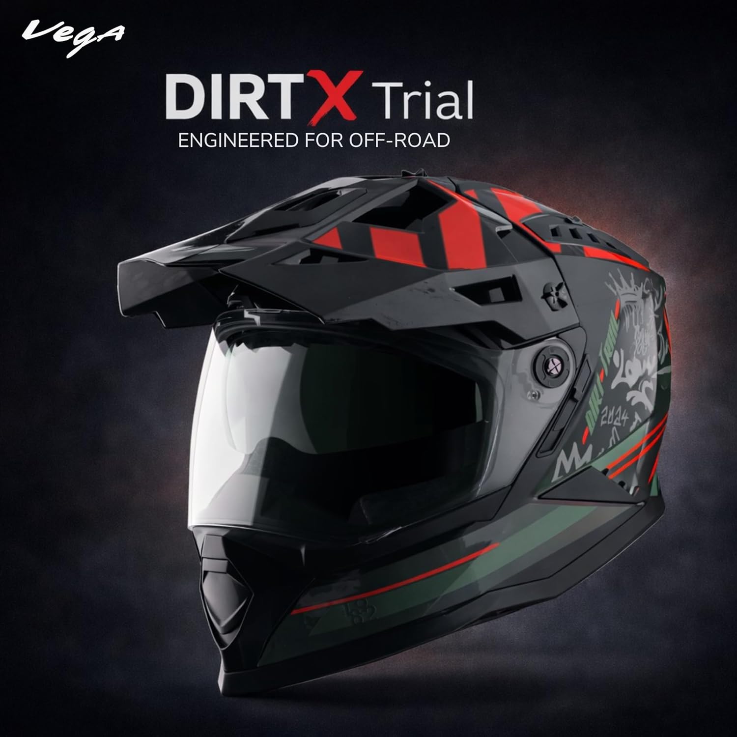 VEGA DIRT-X TRIAL BLACK/RED (M)
