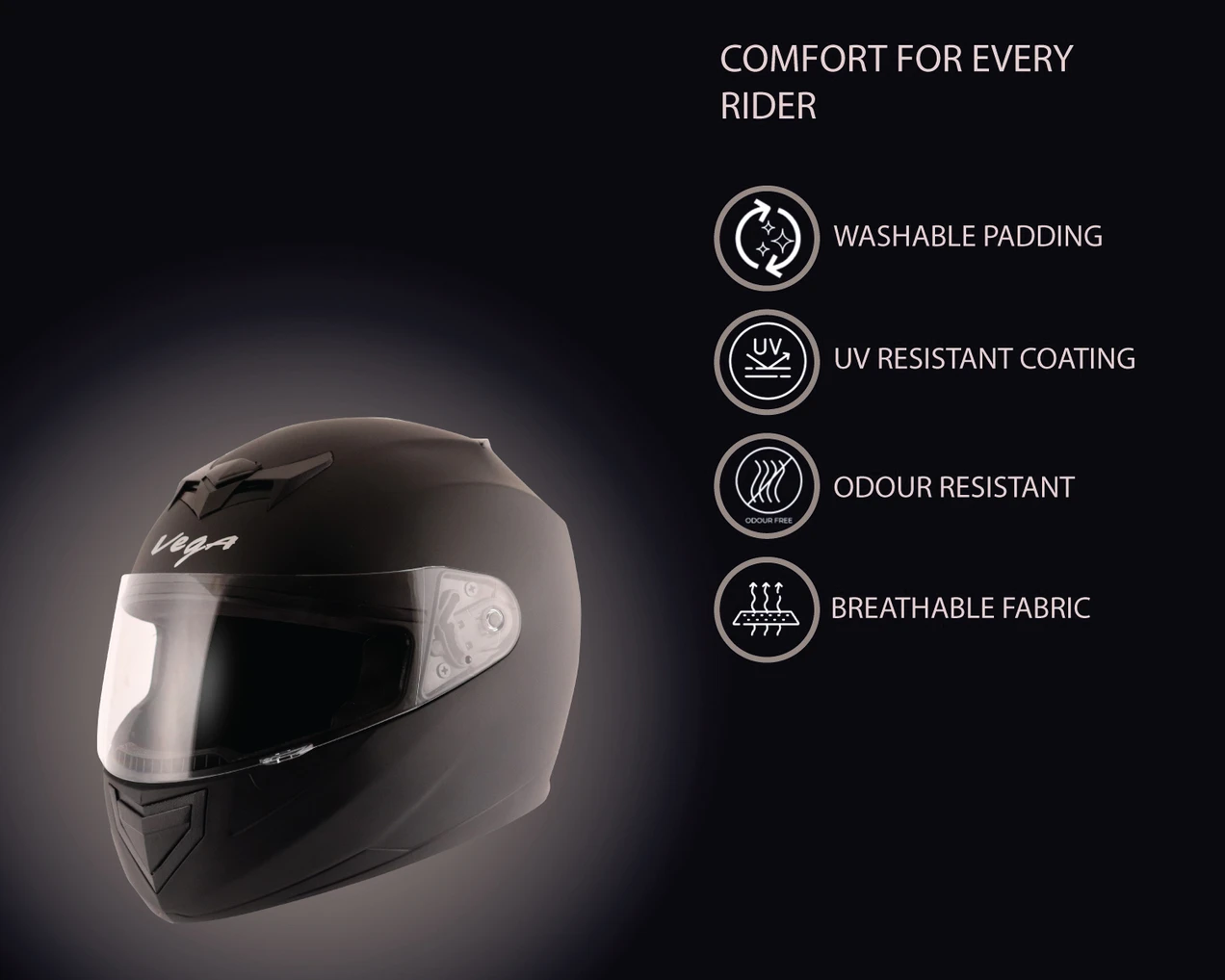 VEGA EDGE DX DULL BLACK C/V (L) VEGA EDGE DX DULL BLACK C/V (L)