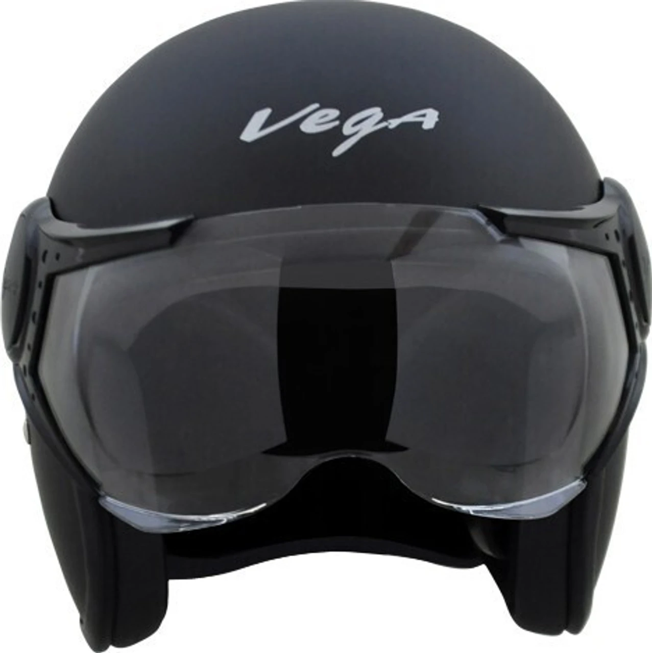 VEGA JET STAR W/VISOR DULL BLACK SILVER C/V (L) VEGA JET STAR W/VISOR DULL BLACK SILVER C/V (L)