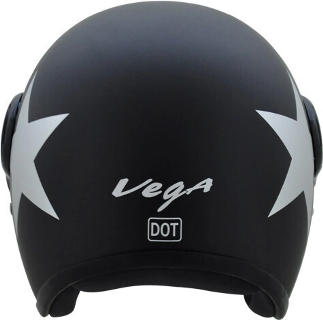 VEGA JET STAR W/VISOR DULL BLACK SILVER C/V (L) VEGA JET STAR W/VISOR DULL BLACK SILVER C/V (L)
