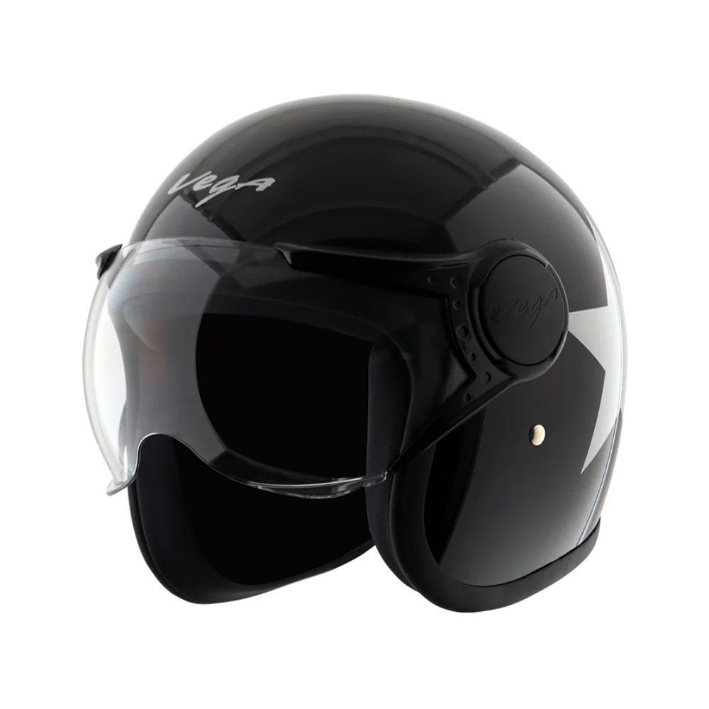 VEGA JET STAR W/VISOR BLACK SILVER C/V (L)
