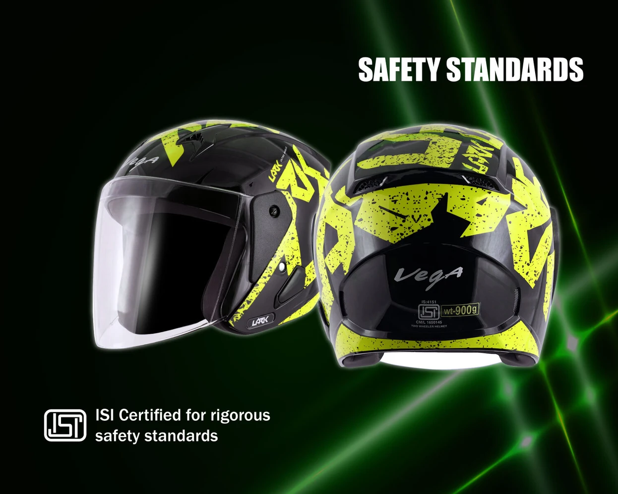 VEGA LARK VICTOR DULL BLACK NEON YELLOW C/V (M) VEGA LARK VICTOR DULL BLACK NEON YELLOW C/V (M)