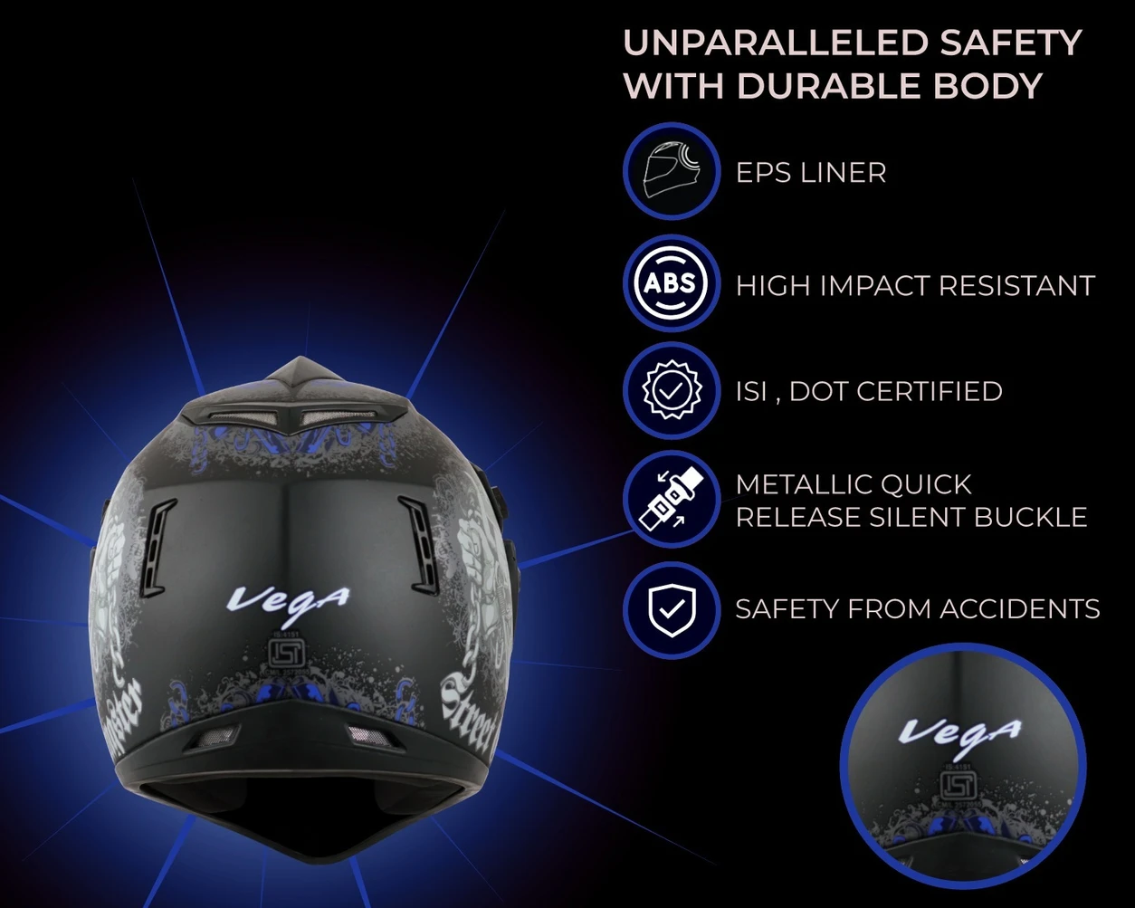 VEGA OFFROAD D/V GANGSTER DULL BLACK M.BLUE (L) VEGA OFFROAD D/V GANGSTER DULL BLACK M.BLUE (L)