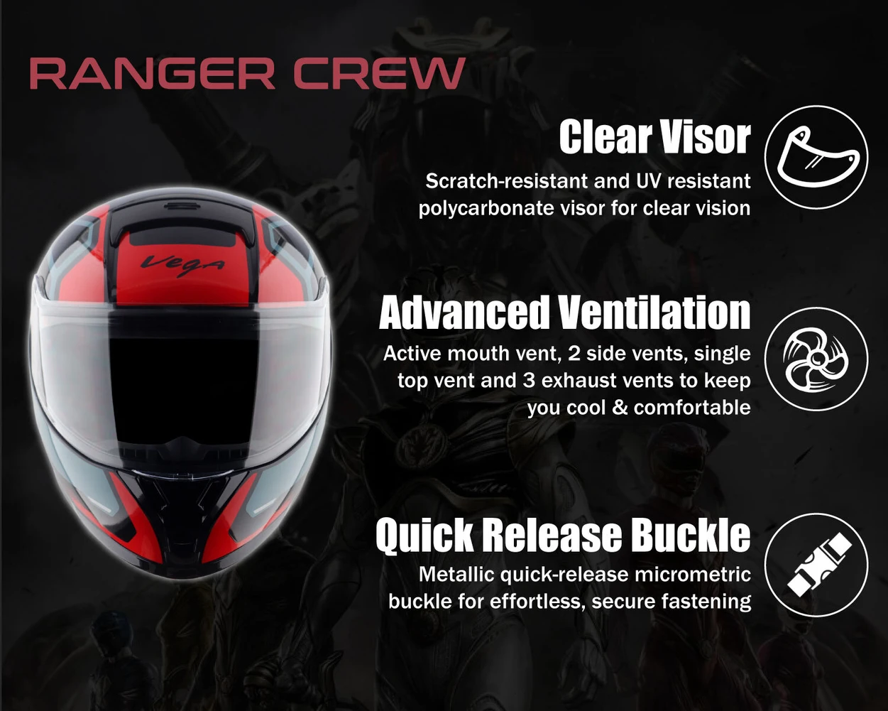 VEGA RANGER DX CREW BLACK RED C/V (M)
