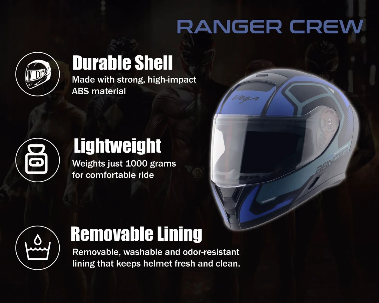 VEGA RANGER DX CREW DULL BLACK M.BLUE C/V (L) VEGA RANGER DX CREW DULL BLACK M.BLUE C/V (L)