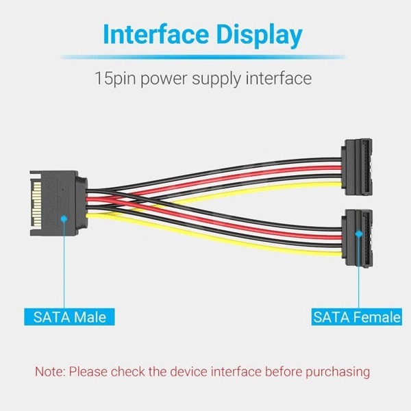 VENTION SAT 15P MALE TO FEMALE POWER SPLITTER CABLE 0.15 METER BLACK VENTION SAT 15P MALE TO FEMALE POWER SPLITTER CABLE 0.15 METER BLACK