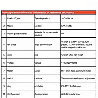 Ventilador de Mesa - SAX-TS4534