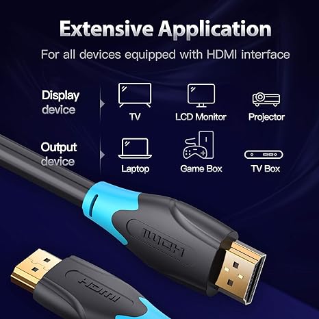 VENTION FLAT HDMI CABLE 0.5M BLACK VENTION FLAT HDMI CABLE 0.5M BLACK