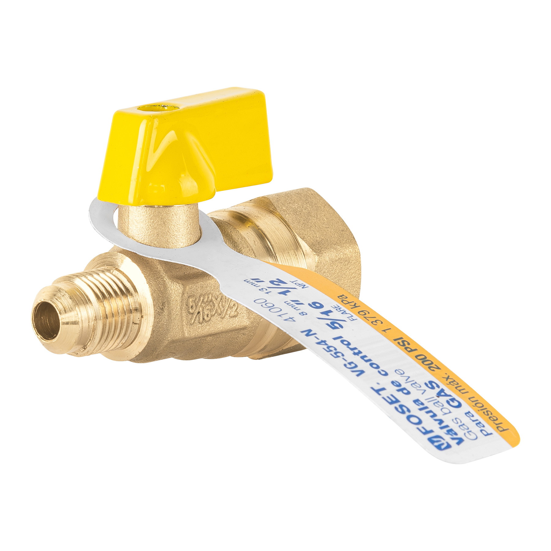 Válvula de control para gas de latón, 5/16' x 1/2' - VG-554-N / 41060