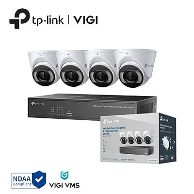 VIGI 4MP Full-Color Turret IPC & 4 Channel PoE+ NVR KIT