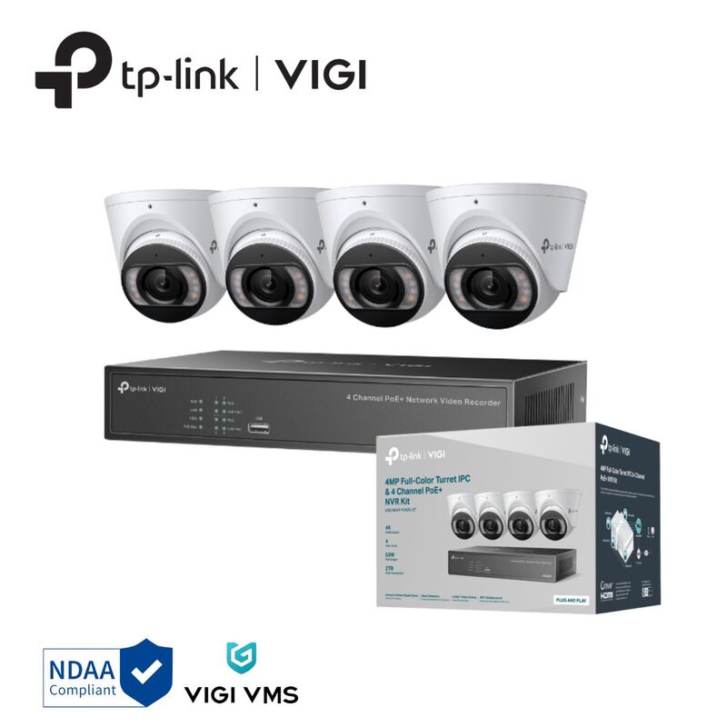 VIGI 4MP Full-Color Turret IPC & 4 Channel PoE+ NVR KIT VIGI 4MP Full-Color Turret IPC & 4 Channel PoE+ NVR KIT