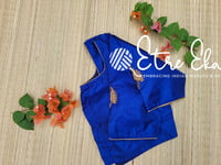 Saree Blouse.Silk Blouse with Golden Piping for Neck and Sleeves, Hand Embroidery on Sleeves