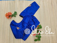 Saree Blouse.Silk Blouse with Golden Piping for Neck and Sleeves, Hand Embroidery on Sleeves