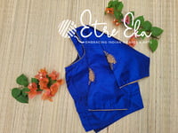 Saree Blouse.Silk Blouse with Golden Piping for Neck and Sleeves, Hand Embroidery on Sleeves