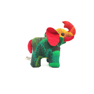 Voi Rừng Xanh Bố, Size Nhỏ - Thủ Công Nhồi Bông, Vải Cotton Voi Rừng Xanh Bố, Size Nhỏ - Thủ Công Nhồi Bông, Vải Cotton