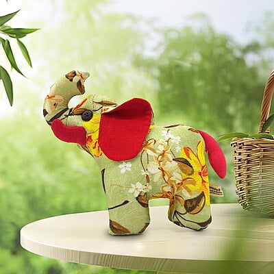 Voi Rừng Xanh Bố, Size Nhỏ - Thủ Công Nhồi Bông, Vải Cotton Voi Rừng Xanh Bố, Size Nhỏ - Thủ Công Nhồi Bông, Vải Cotton