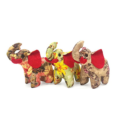 Voi Rừng Xanh Bố, Size Nhỏ - Thủ Công Nhồi Bông, Vải Cotton Voi Rừng Xanh Bố, Size Nhỏ - Thủ Công Nhồi Bông, Vải Cotton