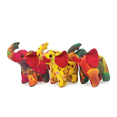 Voi Rừng Xanh Bố, Size Nhỏ - Thủ Công Nhồi Bông, Vải Cotton Voi Rừng Xanh Bố, Size Nhỏ - Thủ Công Nhồi Bông, Vải Cotton