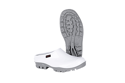 Shova White Grey Slip-on Clog