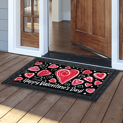 Valentine Heart Dance “Happy Valentine’s Day” Doormat (18" x 30")
