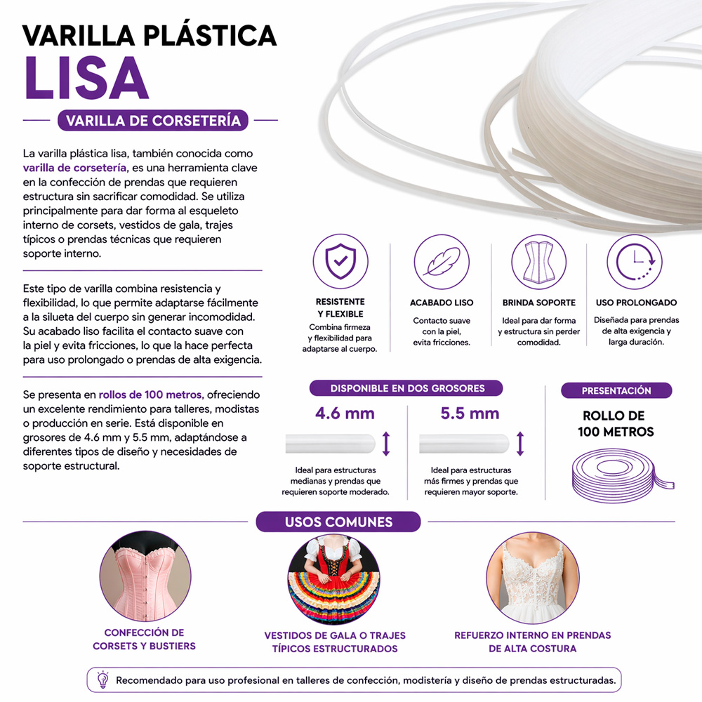 Varilla Plastica Lisa Rollo X 100 Metros