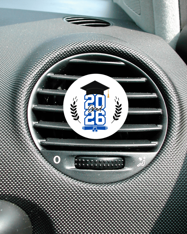 Summit Series Varsity graduation car air freshener with athletic-inspired design