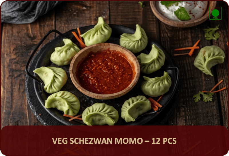 SM - Veg Schezwan Momos - 12 Pcs