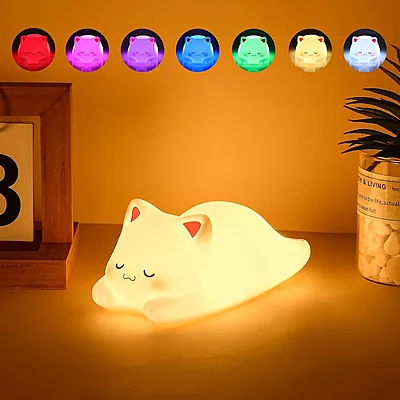 Veilleuse Lovely Chat En Silicone Led Rechargeable