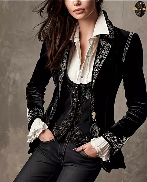 Velvet Embroidered Blazer