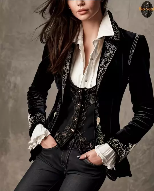 Velvet Embroidered Blazer