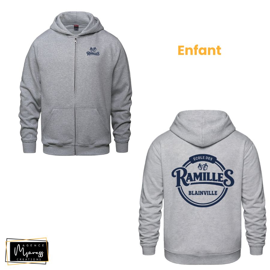 Enfant - Veste à zipper - Grise (Ramilles) Enfant - Veste à zipper - Grise (Ramilles)