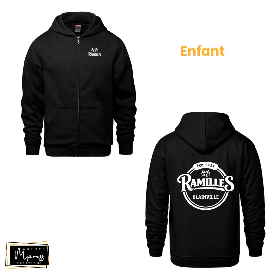 Enfant - Veste à zipper - Noir (Ramilles)