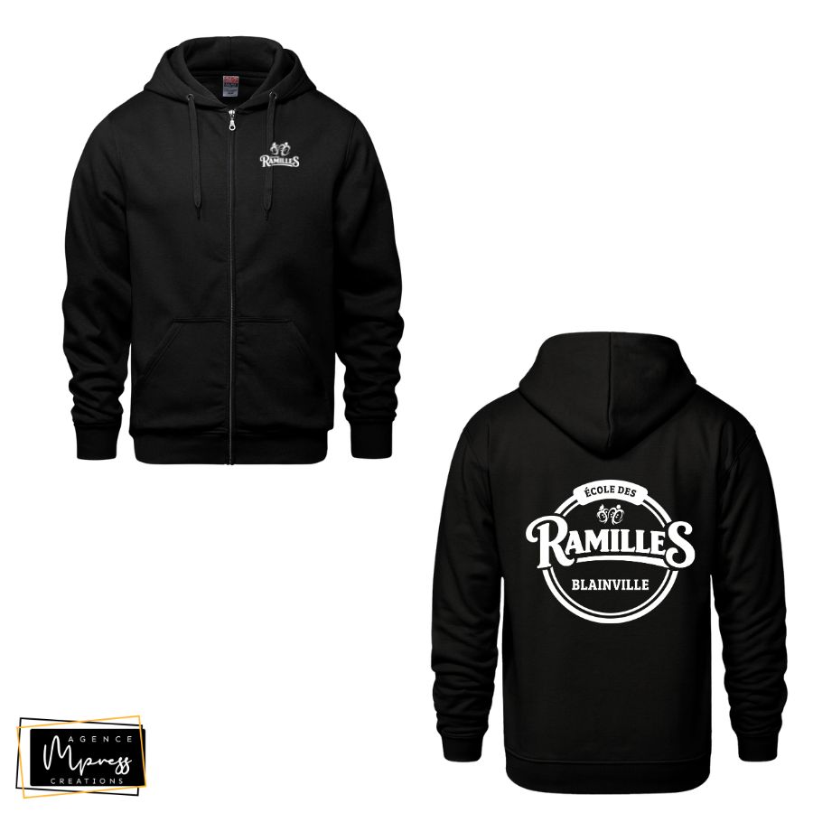 Adulte Veste à zipper Noire (Ramilles)
