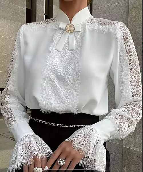 Vintage Lace-Trimmed Shirt