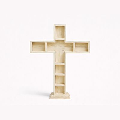 Wooden Cross Décor Shelf