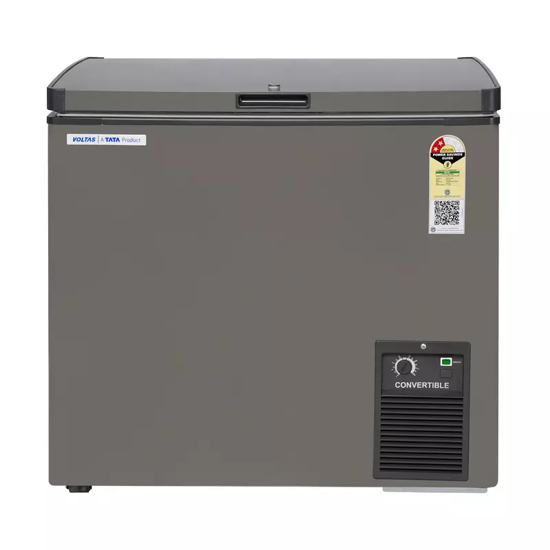 Voltas Hard Top Convertible Deep Freezer - Double Door 177 Liters, 2 Star in a modern kitchen.