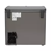 Opening one side of the Voltas double door deep freezer to reveal the spacious interior.