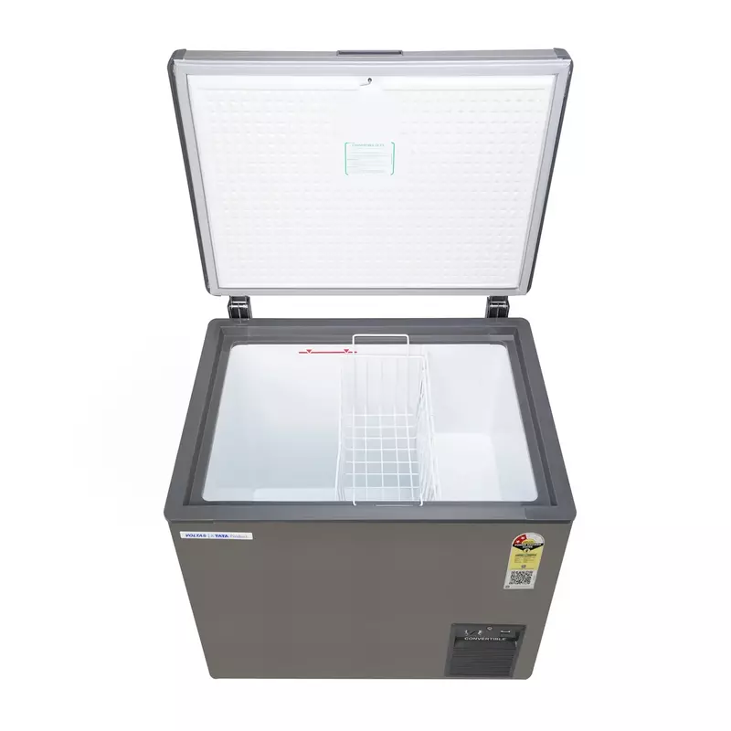 Voltas 177L Convertible Deep Freezer, highlighting its soft aesthetic design and dual lids.