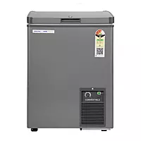 Front view of the Voltas 114 Litres, 3 Star Deep Freezer, highlighting its sunken handle.