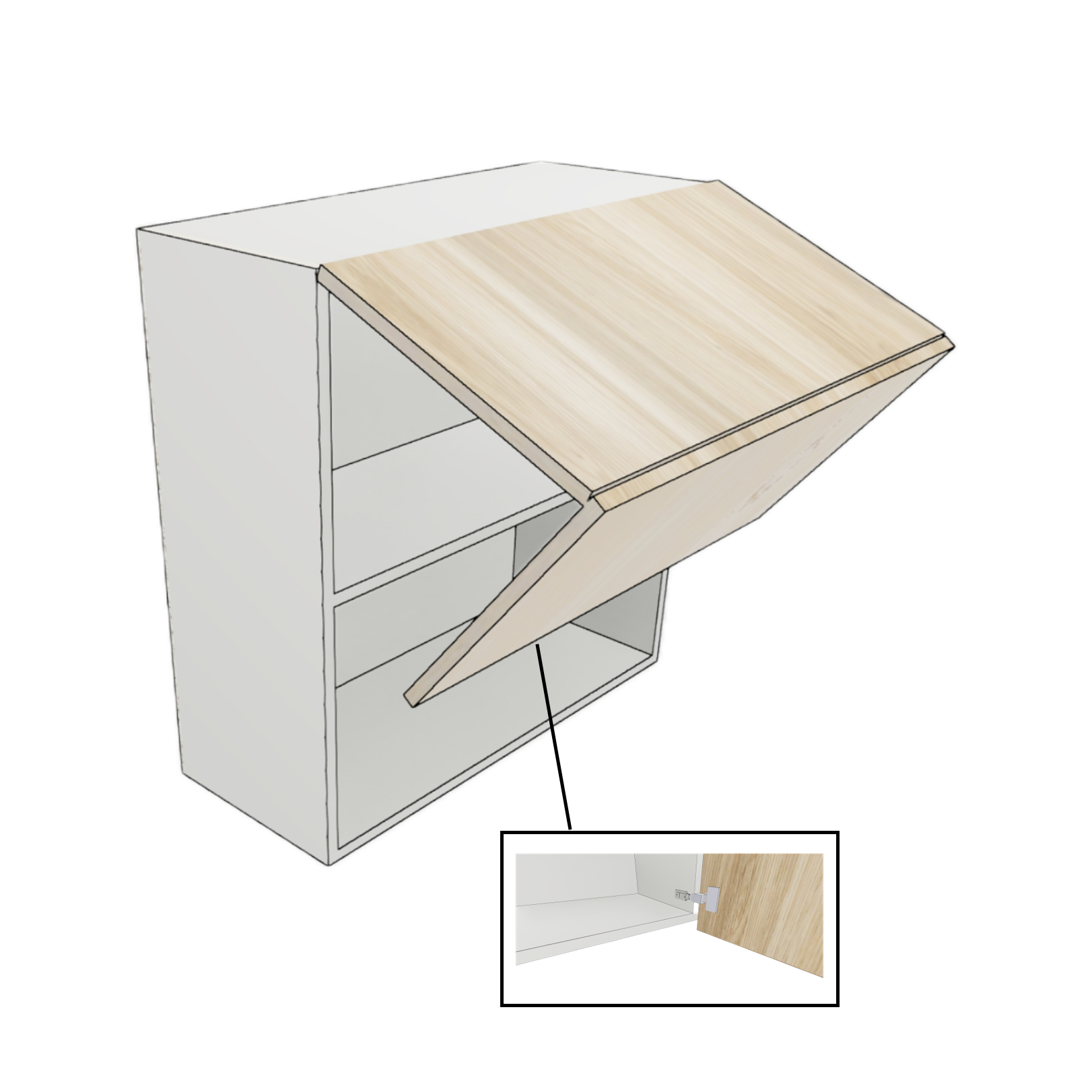 WALL CABINET 2 DOOR FLIP UP PULL OUT CUSTOM