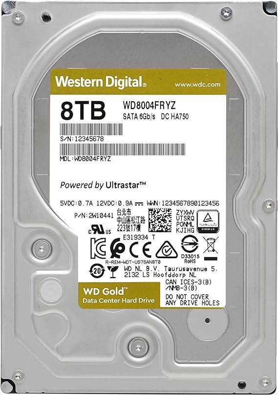 WD Gold Enterprise Class Hard Drive 8TB, 256MB, 7200rpm - WD8004FRYZ