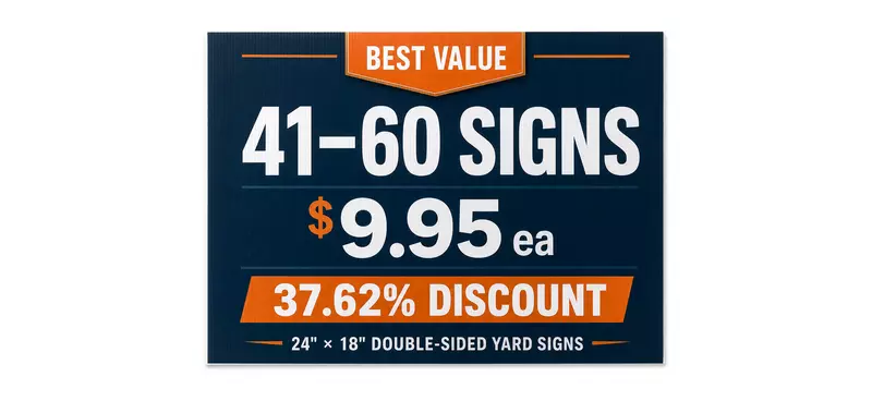 24" × 18" Signs = 41 to 60 - Discount 37.62%