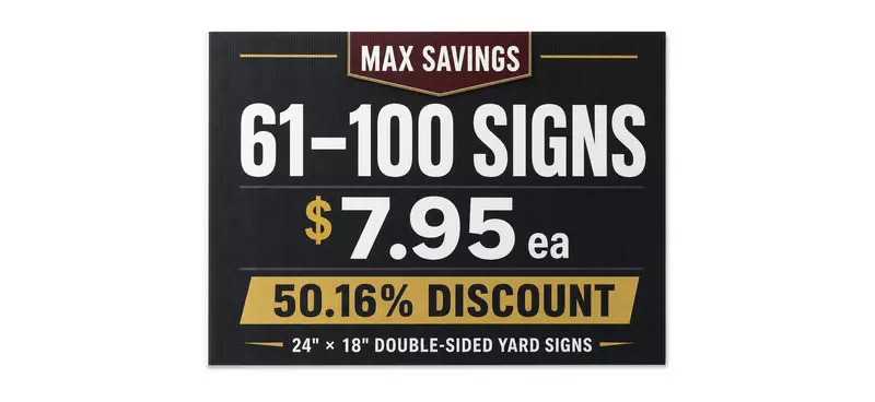 24" × 18" Signs = 61 to 100 - Discount 50.16%